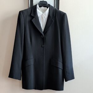 Vintage Elegant Black Women's Single-Breasted Wool Blazer